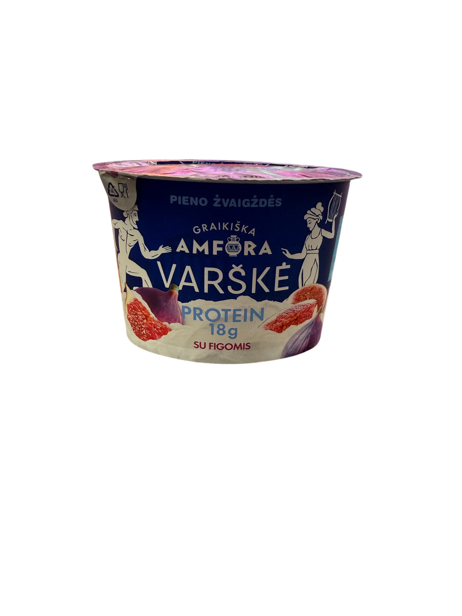 Varškė GRAIKIŠKA AMFORA PROTEIN be laktozės su figomis, 0,8 % rieb., 200 g
