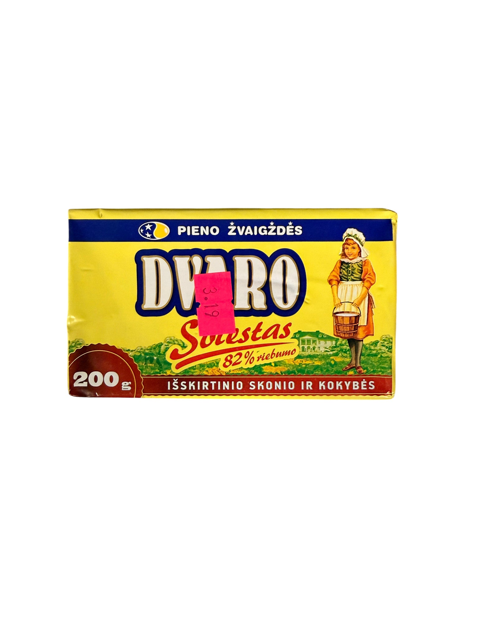 Saldžios grietinėlės DVARO sviestas, 82 % rieb., 200 g